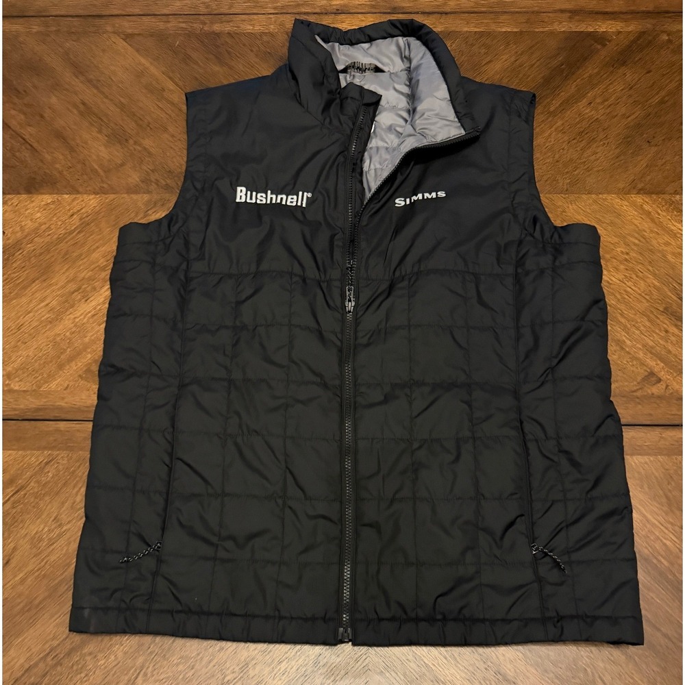 Simms Bushnell Mens Insulated Quilted Vest Black Full Zip Fishing Golf Large